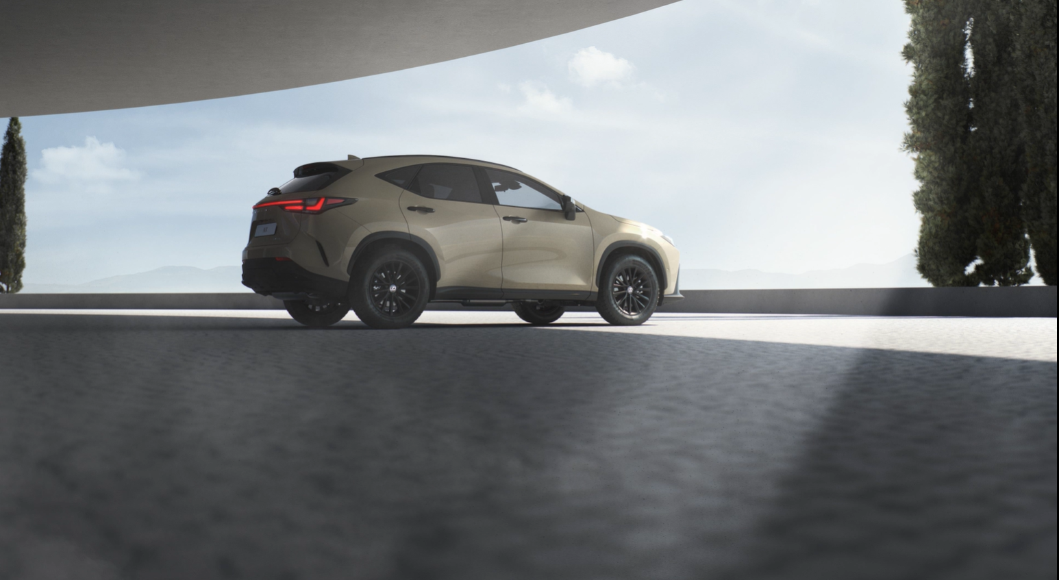 Lexus LX driving around a corner in a city location 